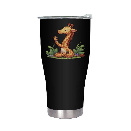 Giraffe yoga practitioner Stainless Steel Tumblers