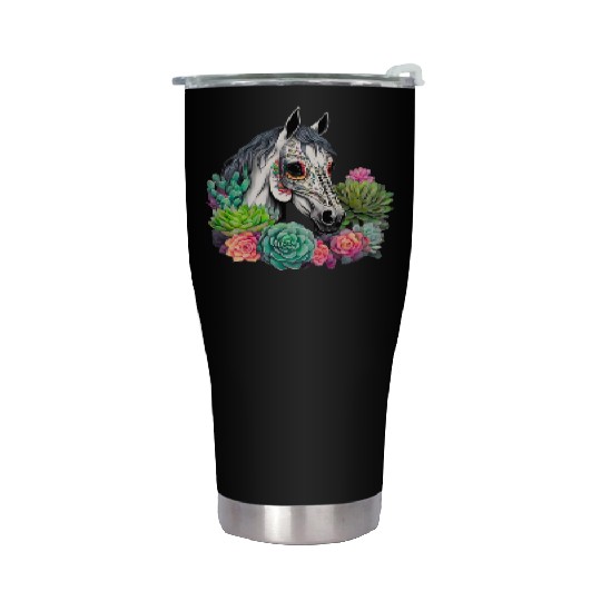 Horse Succulent Sugar Skull Stainless Steel Tumblers
