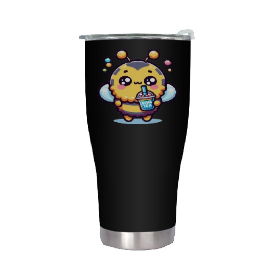 Adorable Kawaii Bee Cute Animal Boba Tea Bubble Stainless Steel Tumblers