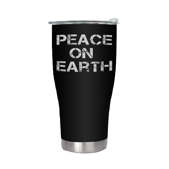 PEACE ON EARTH Christmas holiday hope love Stainless Steel Tumblers