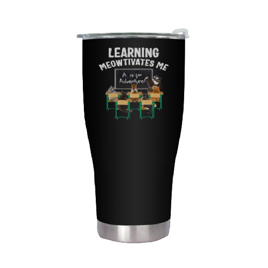 Pre Kindergarten Stainless Steel Tumblers, Learning Meowtivates Me