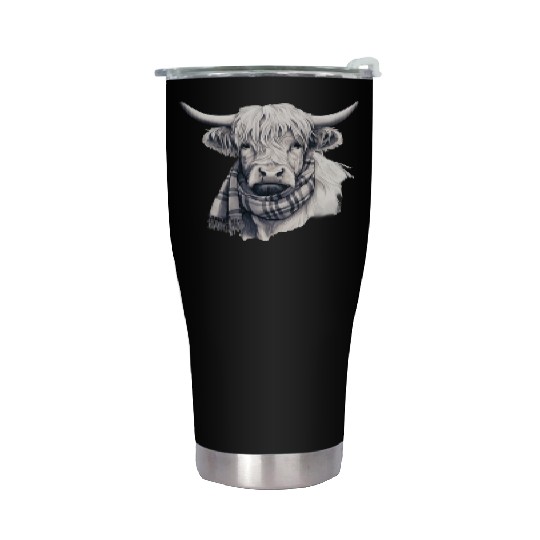 Adorable Highland Cow Wearing a Scarf Stainless Steel Tumblers