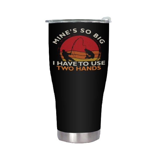 Funny Fishing Mine's Big Use Two Hands Bass Fish Stainless Steel Tumblers