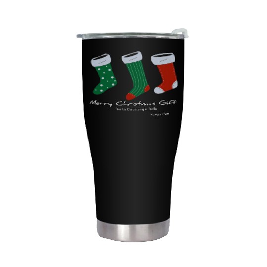 Santa Claus jingle Bell Merry Christmas Gift socks Stainless Steel Tumblers