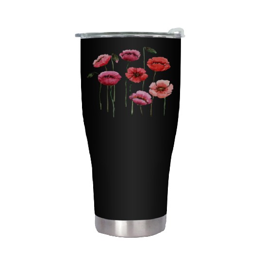 Poppies, spring bloomers, summer, flower, vintage. Stainless Steel Tumblers