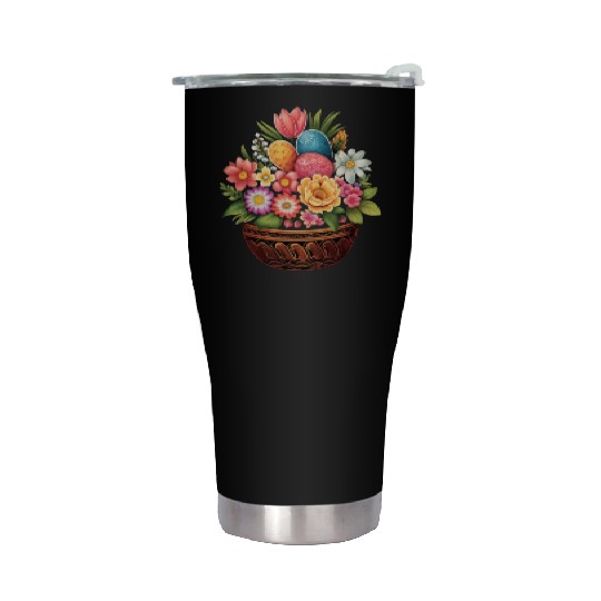 Easter Day Easter Egg Basket Spring Flowers Stainless Steel Tumblers