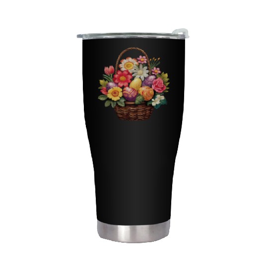 Easter Day Easter Egg Basket Spring Flowers Stainless Steel Tumblers