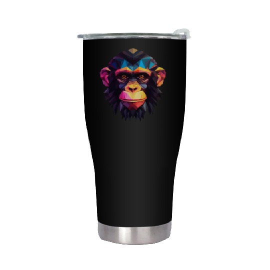 Geometric Style Chimpanzee Stainless Steel Tumblers
