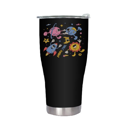 Solar System Planets Moon Sun Saturn Cute Groovy Stainless Steel Tumblers