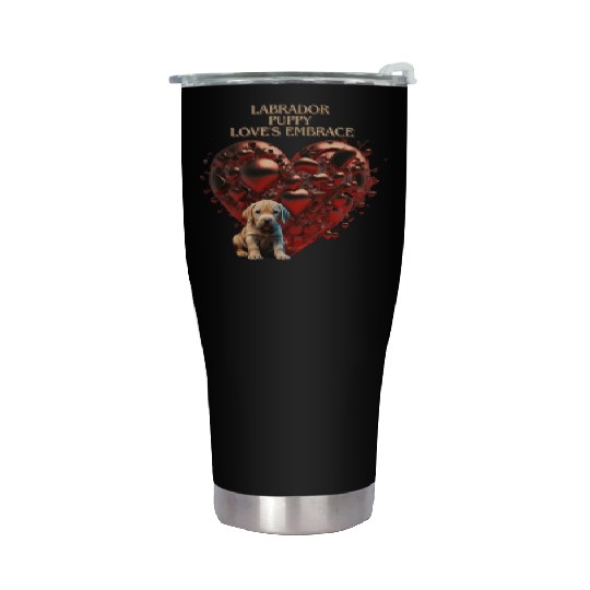 Valentine's day: Labrador Puppy Love's Embrace Stainless Steel Tumblers