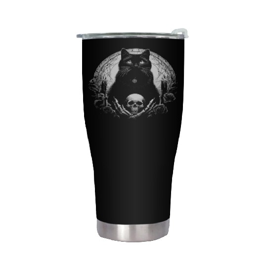 Scary Horror Black Cat Stainless Steel Tumblers
