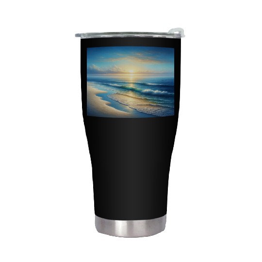 Serene Seaside Sunrise Stainless Steel Tumblers