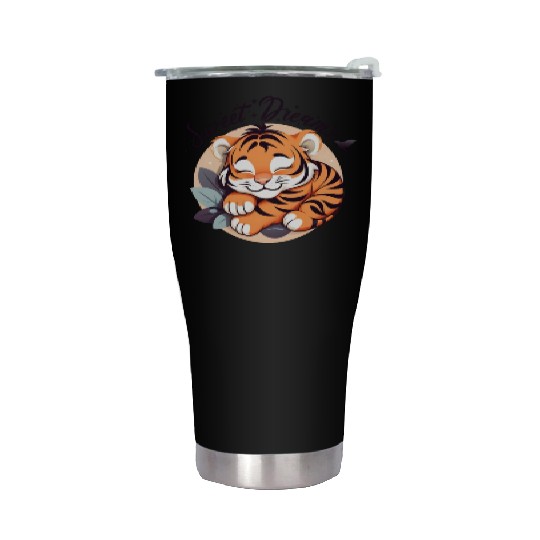 Cute Baby Tiger Sleeping Stainless Steel Tumblers
