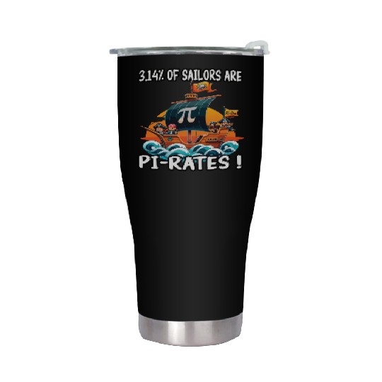 Pi Day 3.14 Pirate Style Math Symbol Fun Design Stainless Steel Tumblers