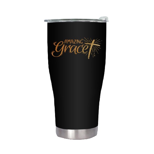 Amazing Grace Lettering Stainless Steel Tumblers