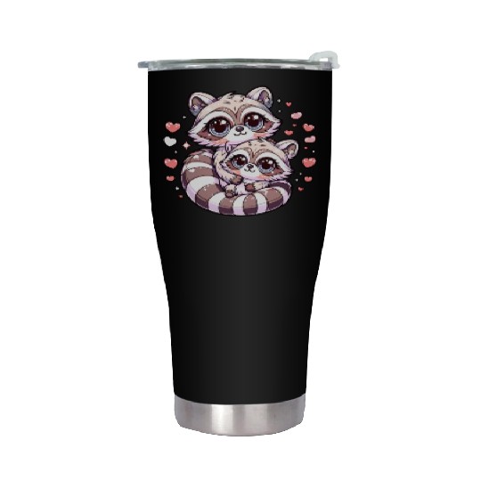 Raccoon Love Embrace Valentine Raccoon Adorable Stainless Steel Tumblers