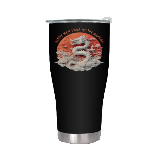 Fantasy Dragon: Happy New Year of the Dragon! Stainless Steel Tumblers