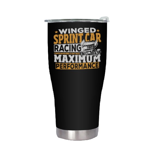 Winged Sprint Car Racing Commanding Control Stainless Steel Tumblers