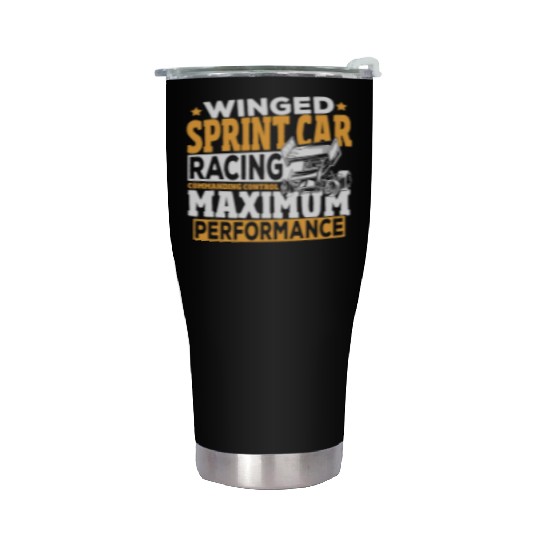 Winged Sprint Car Racing Commanding Control Stainless Steel Tumblers