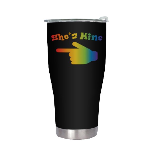 She s Mine LGBT Pride Couple Matching Lesbian Stainless Steel Tumblers