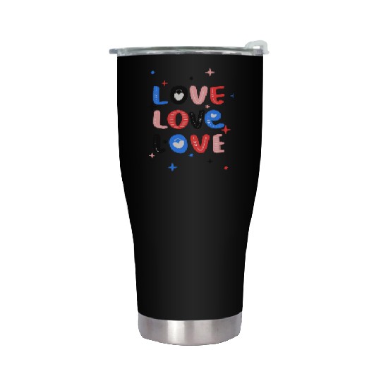 White Red Pink Light Blue Black Bold Valentine Stainless Steel Tumblers