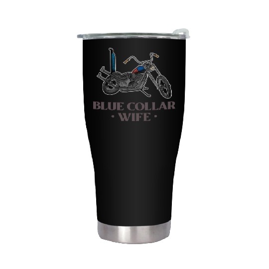 Blue Collar Wife Motorcycle Stainless Steel Tumblers
