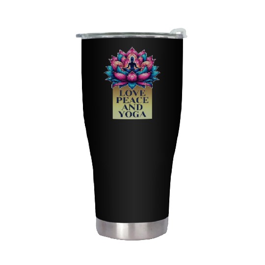 Vibrant Lotus Illustration Stainless Steel Tumblers