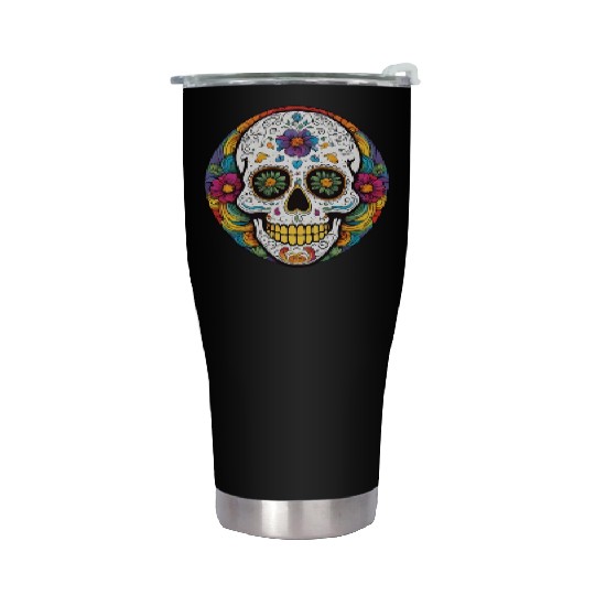 Sugar skull rainbow Stainless Steel Tumblers