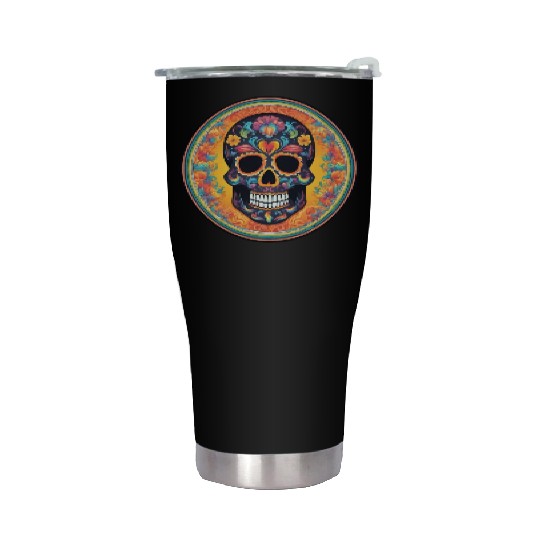 Sugar skull rainbow Stainless Steel Tumblers