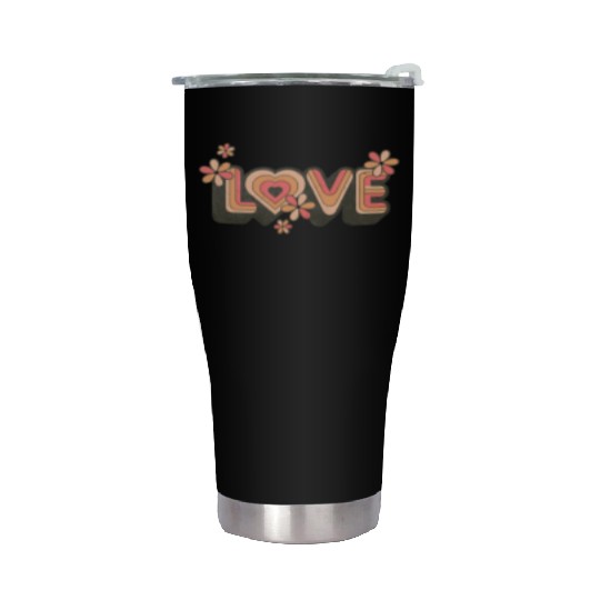 1960s Retro Hippie Floral Love Design Stainless Steel Tumblers