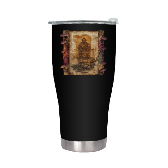 Vintage Papyrus Scroll Japanese God Silhouette Stainless Steel Tumblers