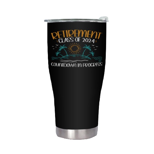 2024 Retirement Countdown Beach Stainless Steel Tumblers