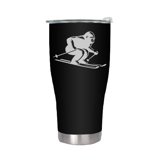 Monkey Gorilla Chimpanzee Ski Silhouette Design Stainless Steel Tumblers