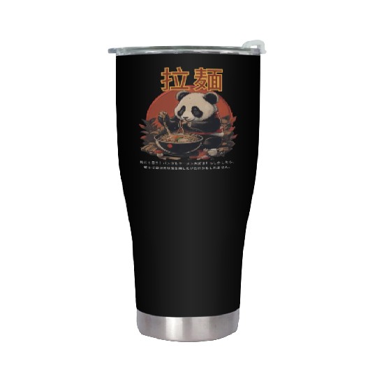 Panda eating Ramen Stainless Steel Tumblers