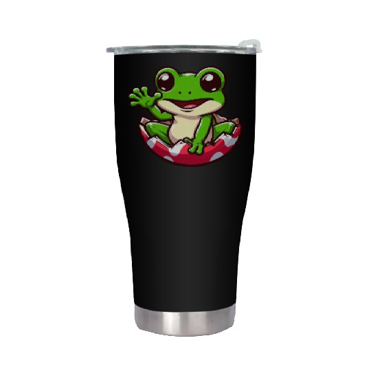 Colorful Easter Egg with Hatching Frog Design Stainless Steel Tumblers