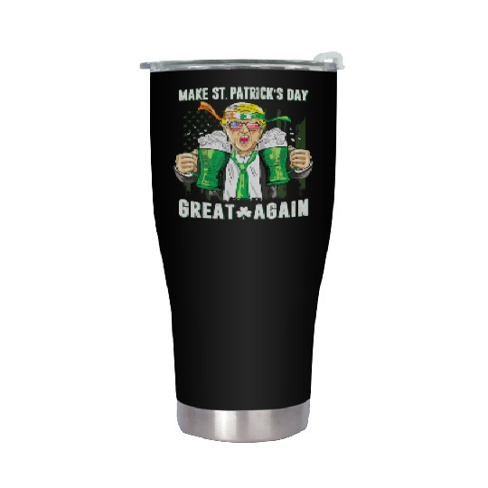 Funny Trump 2024 Make St Patrick s Day Great Again Stainless Steel Tumblers