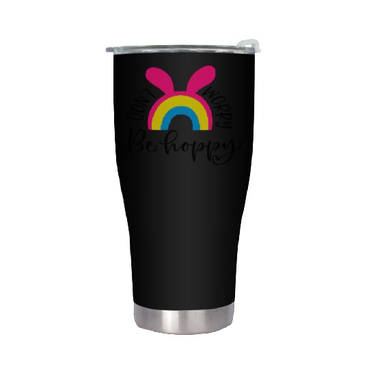 dont worry be hoppy.happy spring. EASTER Stickers Stainless Steel Tumblers