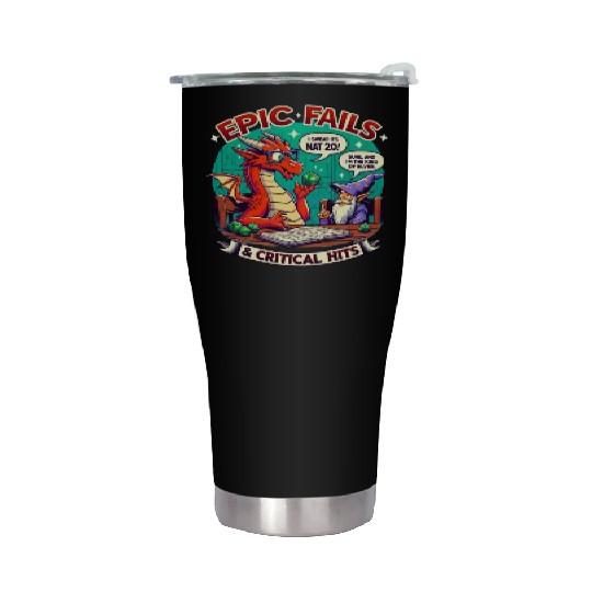 Dragon & Wizard Epic Fails D&D Pen & Paper Stainless Steel Tumblers