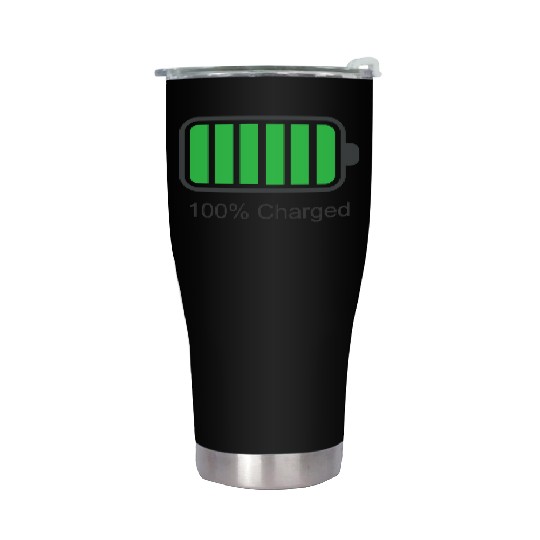 100% charged and 2% Battery low couple Stainless Steel Tumblers