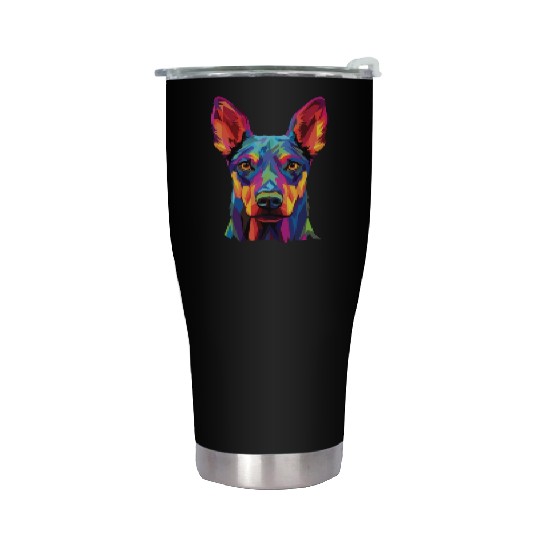 Watercolor Colorful Doberman Pinscher Stainless Steel Tumblers