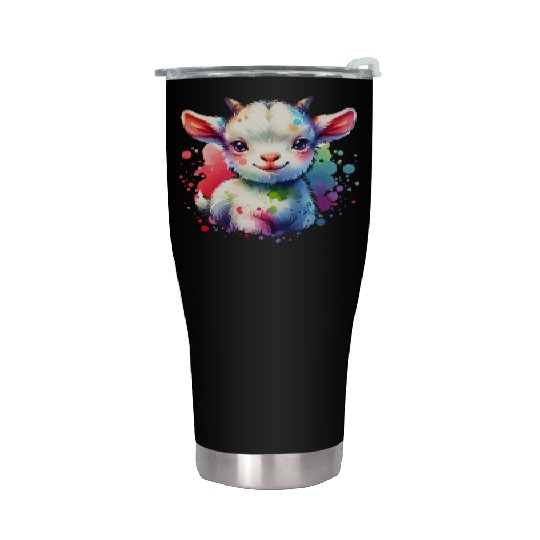 Cute Goat Lover Farm Animal Lamb Enthusiast Design Stainless Steel Tumblers