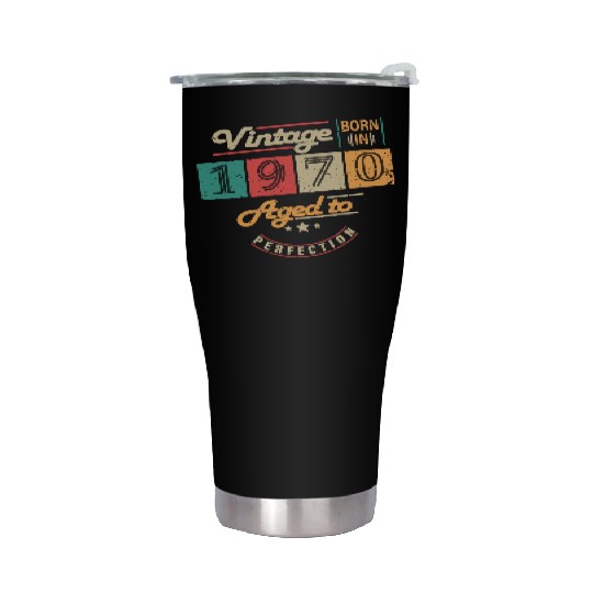 Original 1970's Vintage - 1970's Birthday Gift Stainless Steel Tumblers