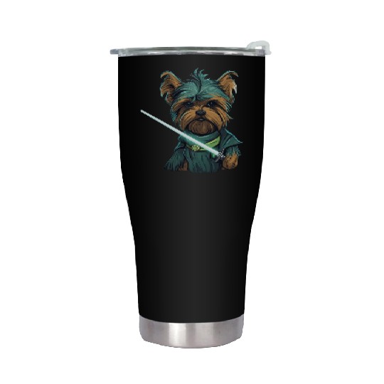 Yorkie with Lightsword Stainless Steel Tumblers