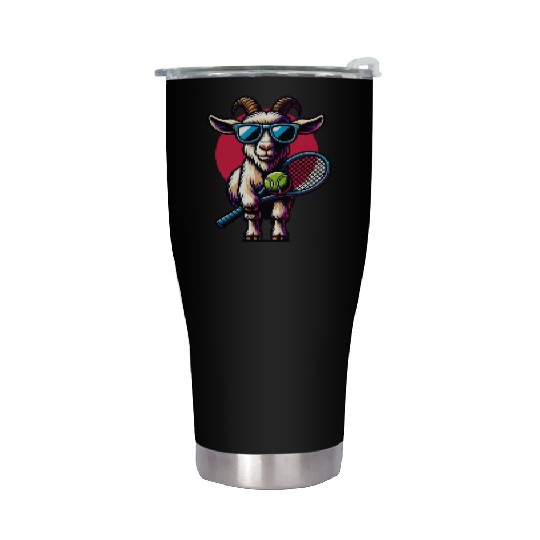Goat Tennis Player Court Match Design Stainless Steel Tumblers