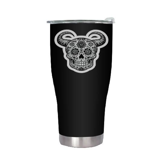 Sweet Enchantment: Sugar Horned Skull- sugar skull Stainless Steel Tumblers