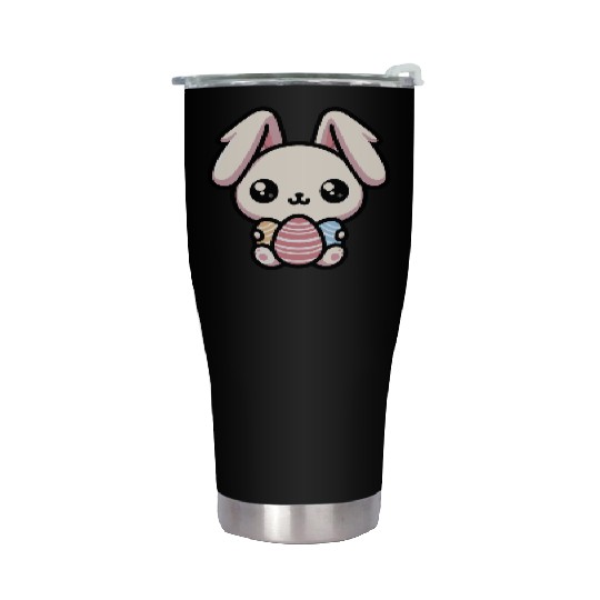 Cute Kawaii chibi Easter Bunny With Eggs Stainless Steel Tumblers