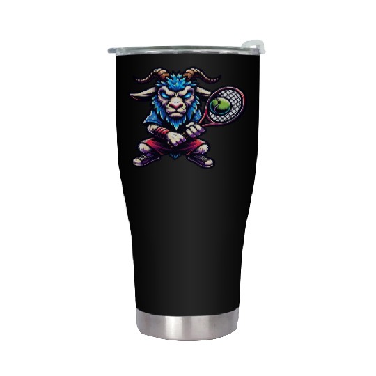 Goat Tennis Player Court Match Design Stainless Steel Tumblers