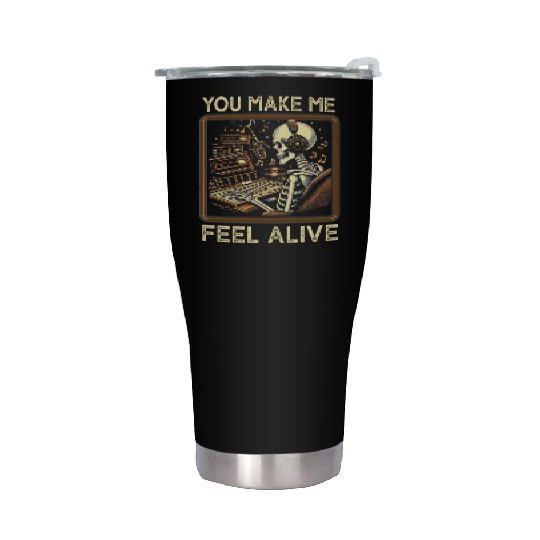 Vintage Skeleton Funny Music Producer Stainless Steel Tumblers
