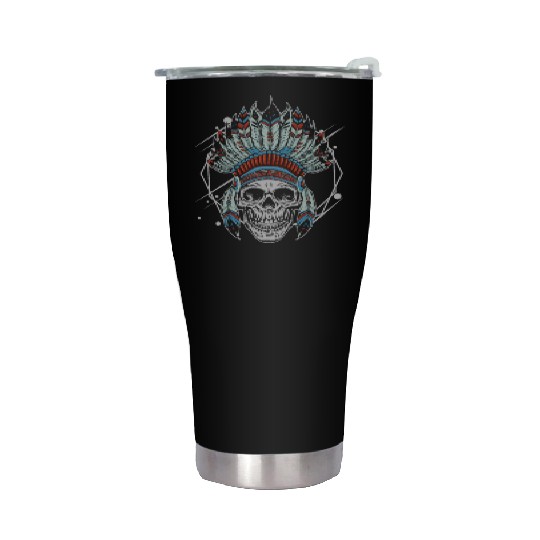 Indigenous Native American Skull Head Stainless Steel Tumblers