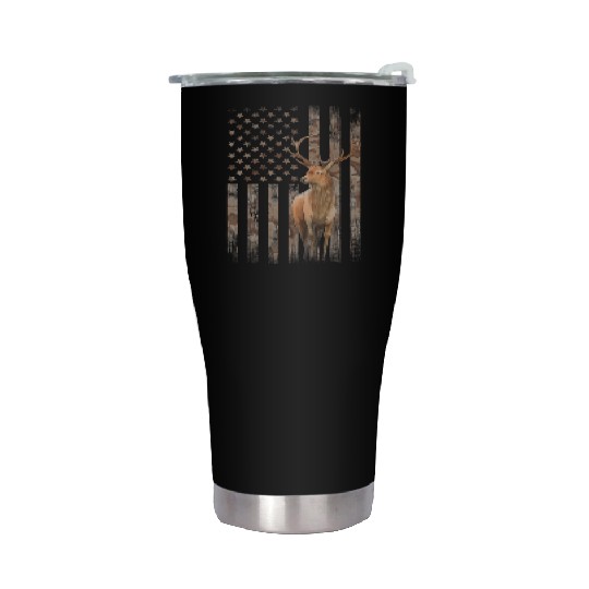 Deer Hunting Whitetails Hunter Dad Camouflage Stainless Steel Tumblers